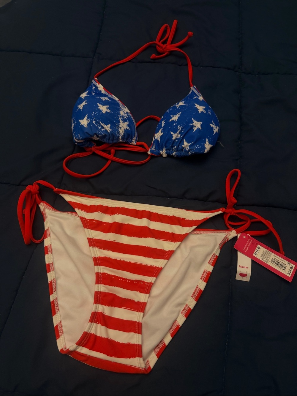 Xhilaration Red, White & Blue Stripe Tie Bikini Bottoms